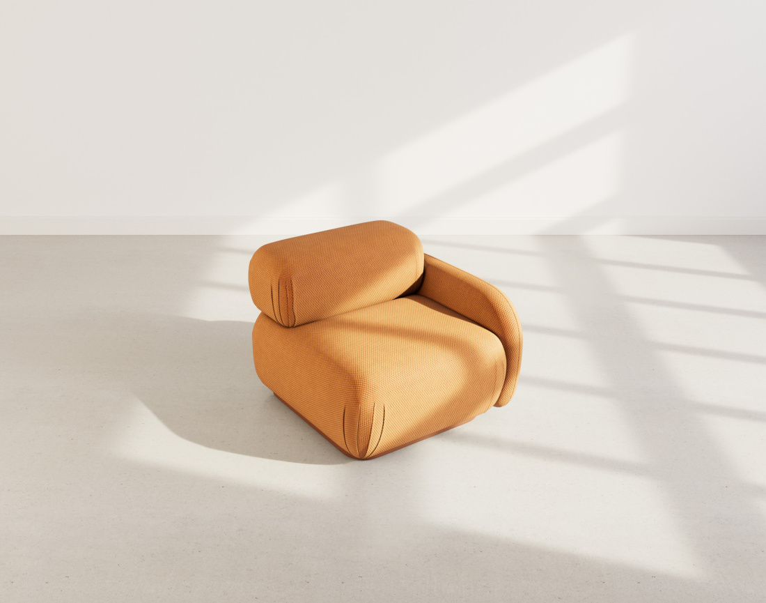 Module d'assise droit en velours texturé Penelope