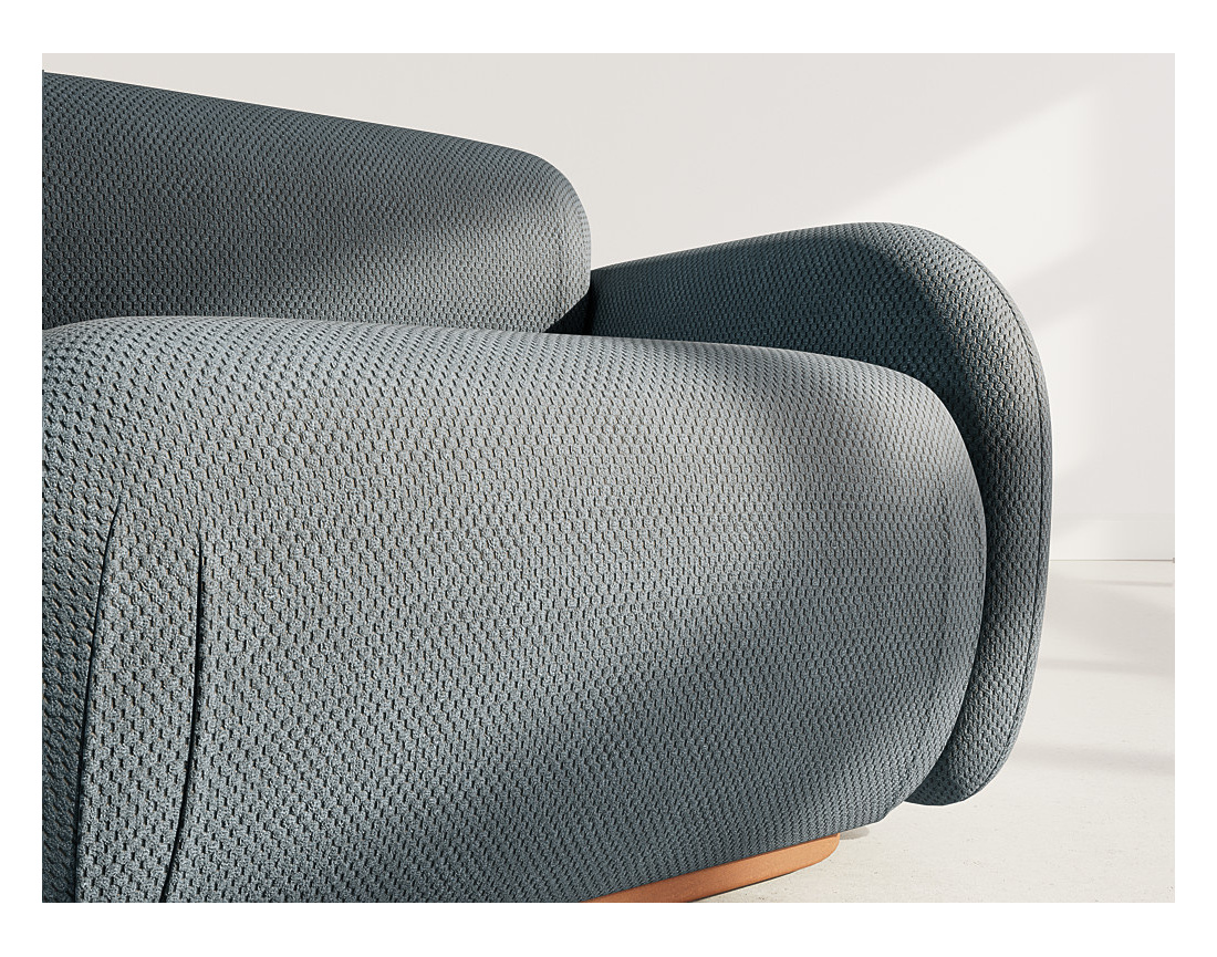 Module d'assise droit en velours texturé Penelope