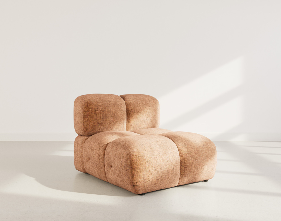 Module d'assise sans accoudoir en velours texturé Grace