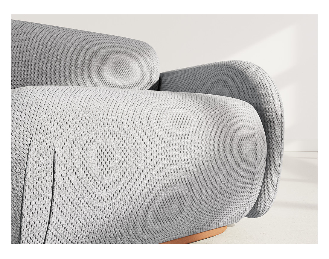 Module d'assise droit en velours texturé Penelope