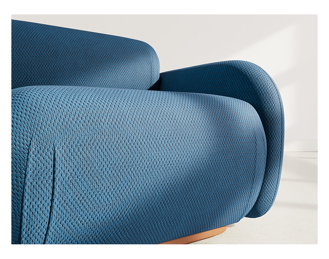 Module d'assise droit en velours texturé Penelope