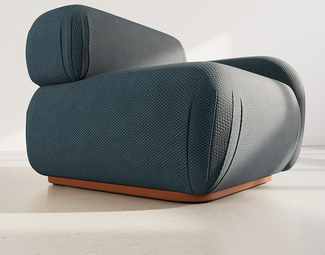 Module d'assise droit en velours texturé Penelope