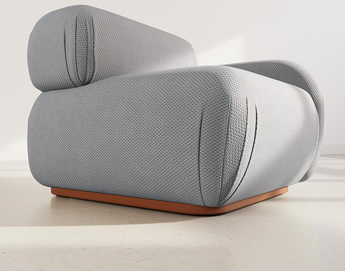 Module d'assise droit en velours texturé Penelope