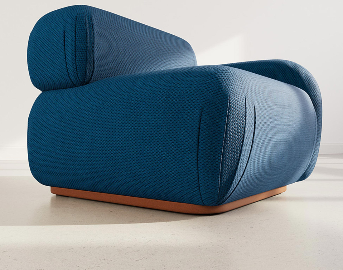 Module d'assise droit en velours texturé Penelope