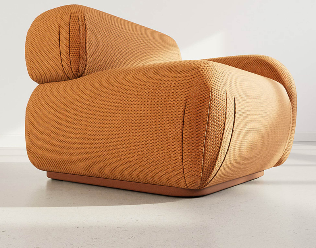 Module d'assise droit en velours texturé Penelope