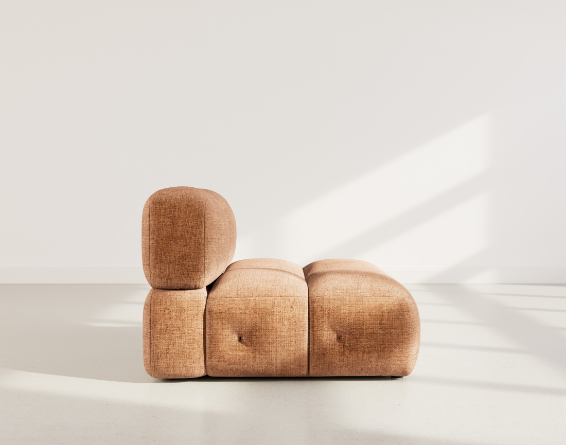 Module d'assise sans accoudoir en velours texturé Grace