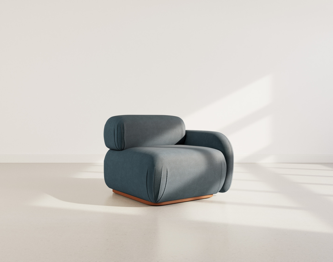 Module d'assise droit en velours texturé Penelope