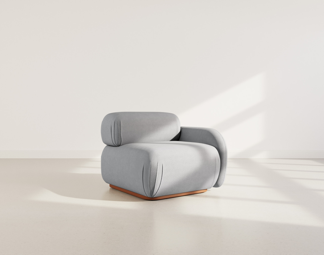 Module d'assise droit en velours texturé Penelope