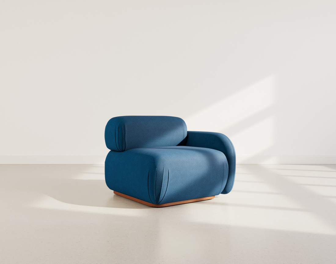 Module d'assise droit en velours texturé Penelope