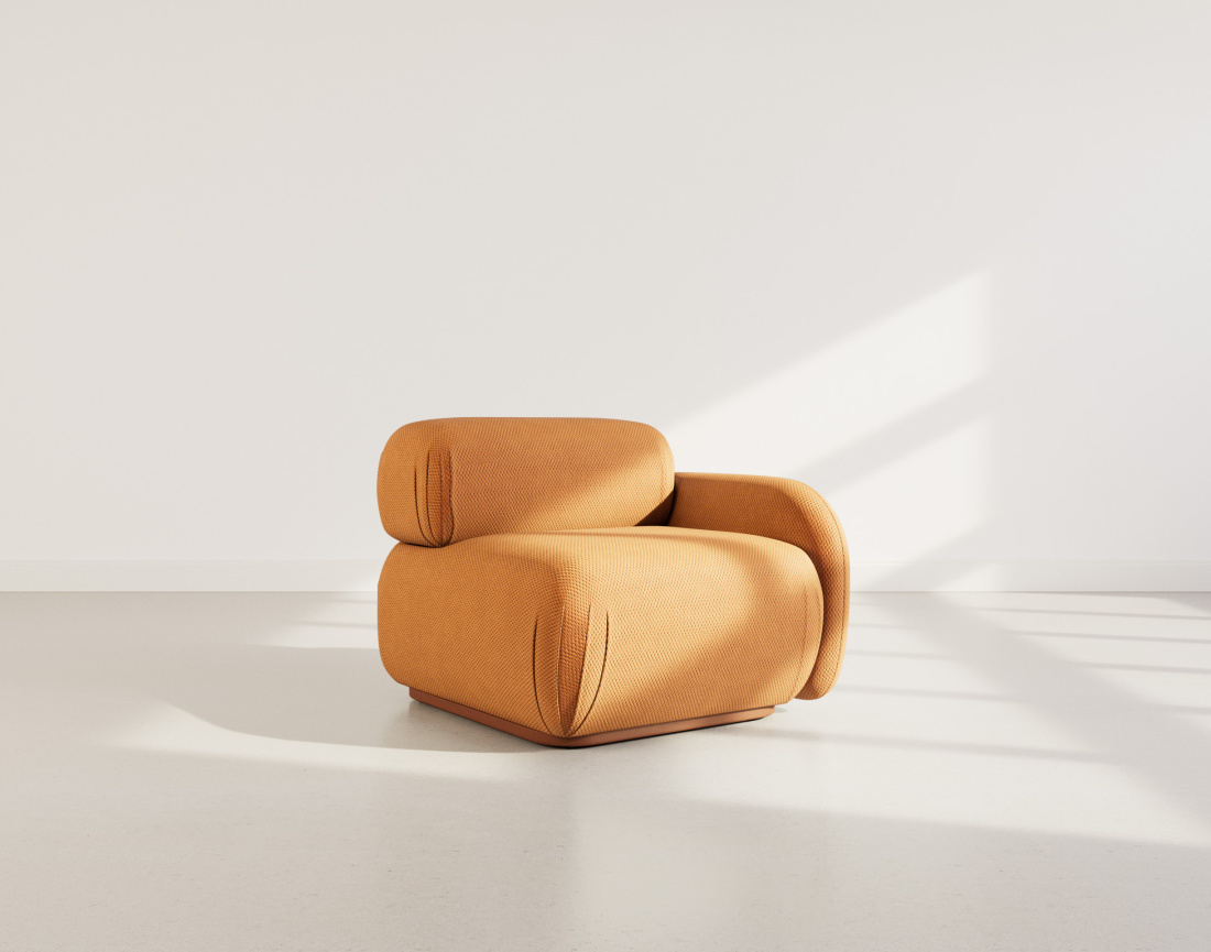 Module d'assise droit en velours texturé Penelope