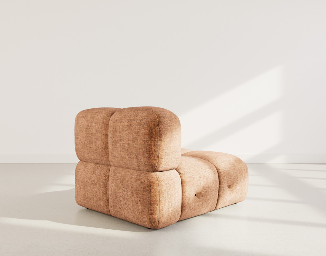 Module d'assise sans accoudoir en velours texturé Grace