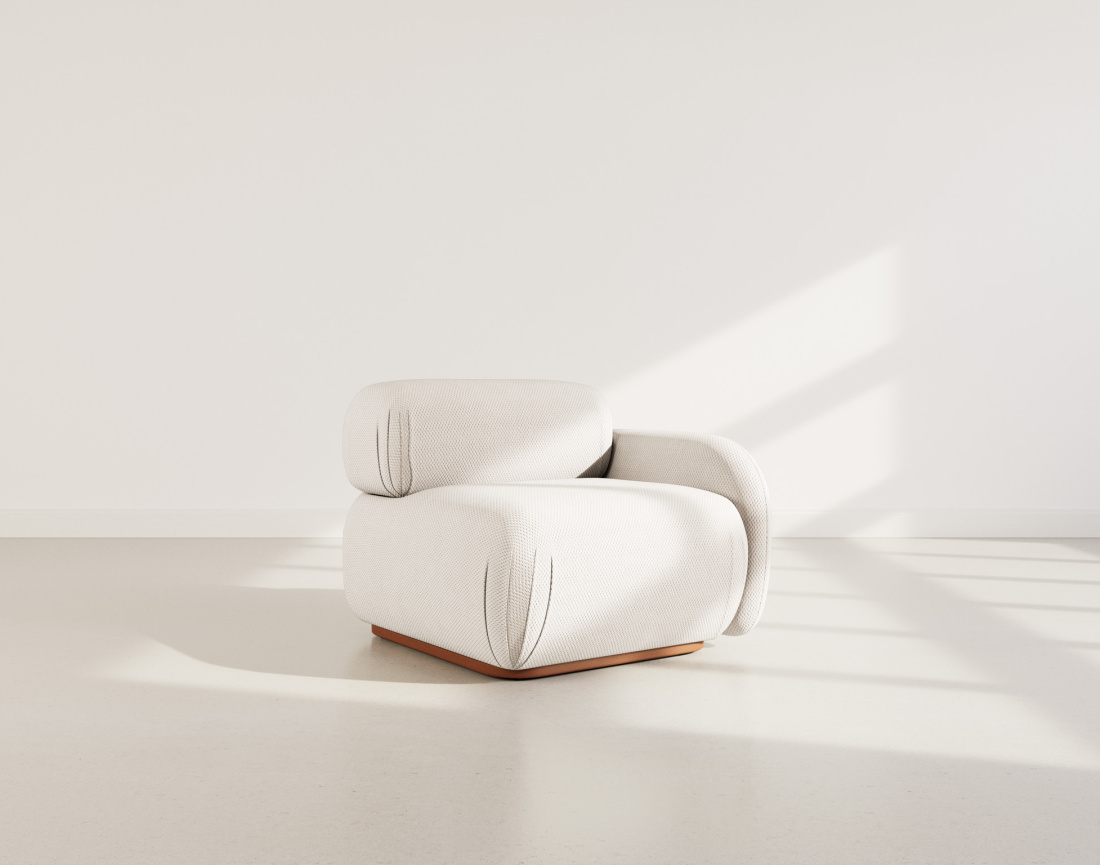 Module d'assise droit en velours texturé Penelope