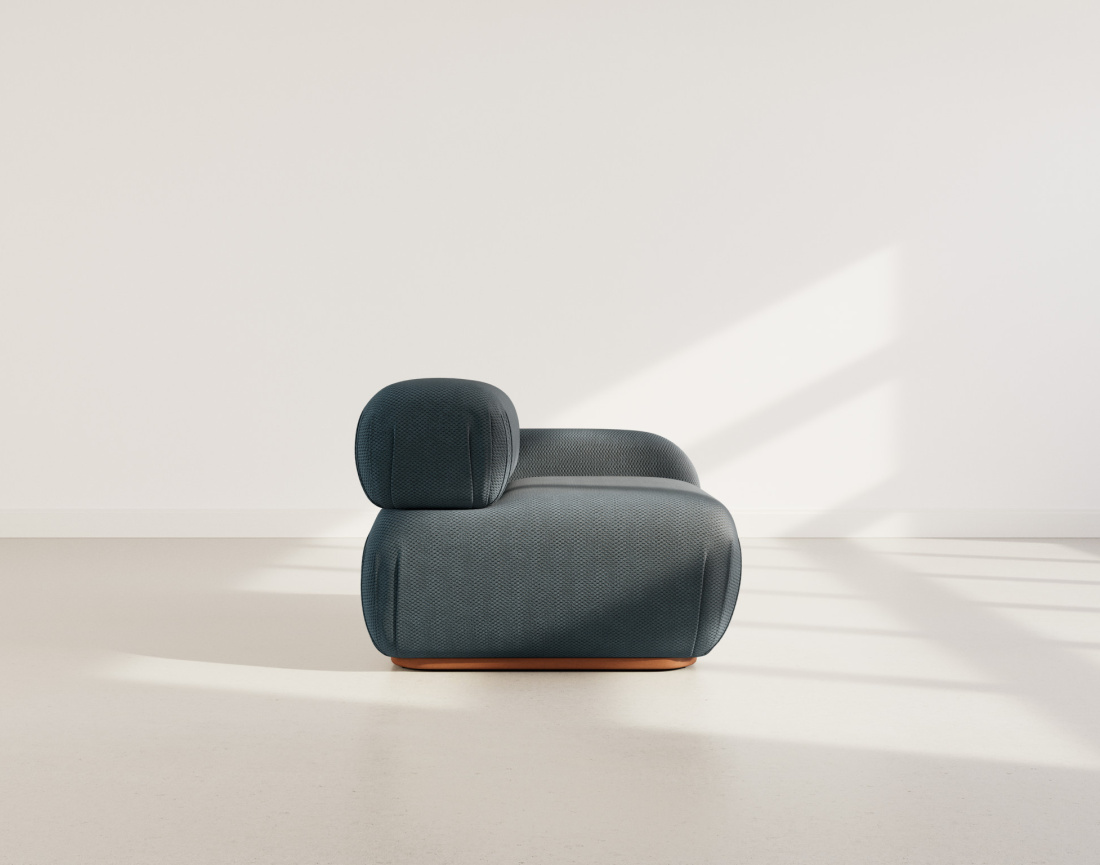 Module d'assise droit en velours texturé Penelope