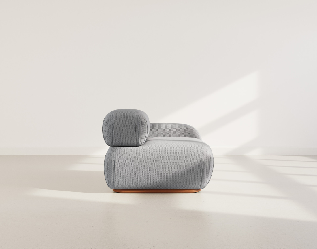 Module d'assise droit en velours texturé Penelope