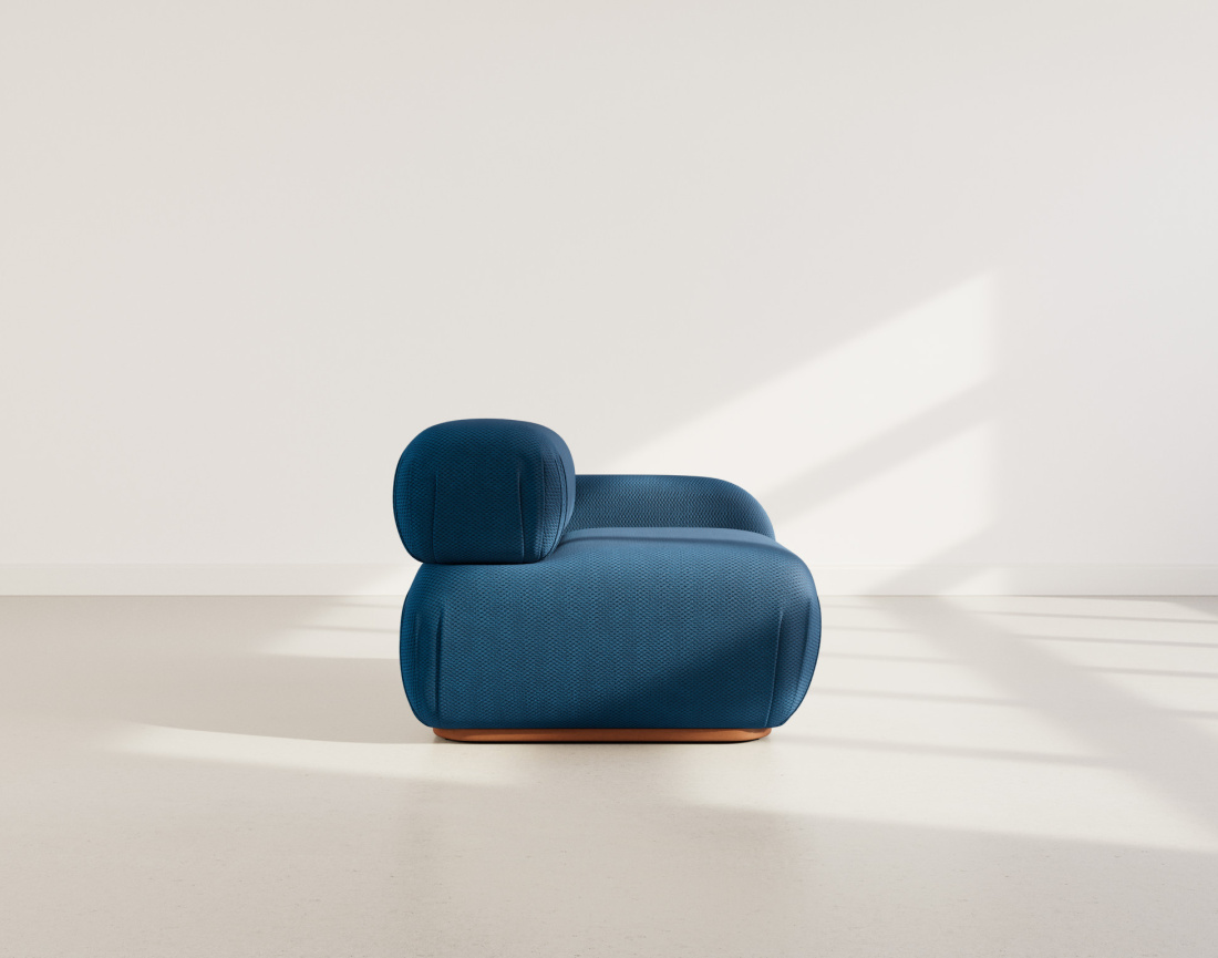 Module d'assise droit en velours texturé Penelope