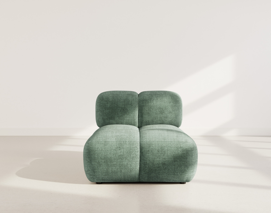 Module d'assise sans accoudoir en velours texturé Grace