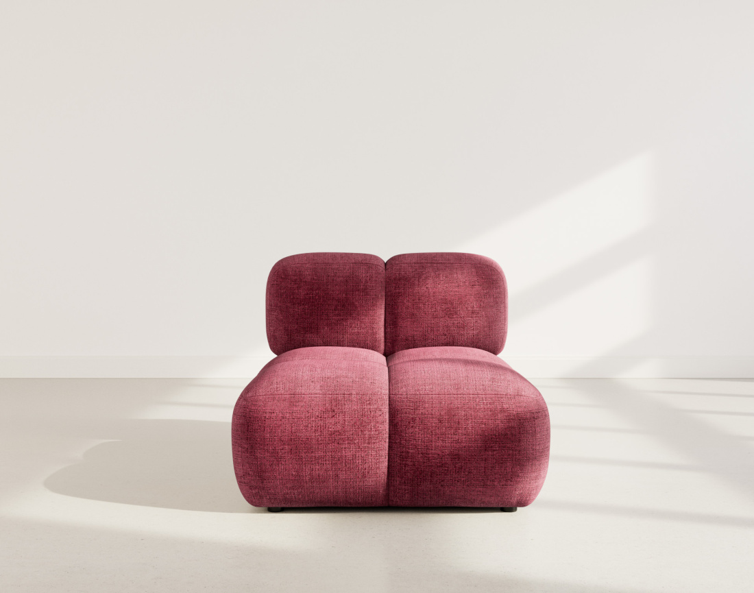 Module d'assise sans accoudoir en velours texturé Grace