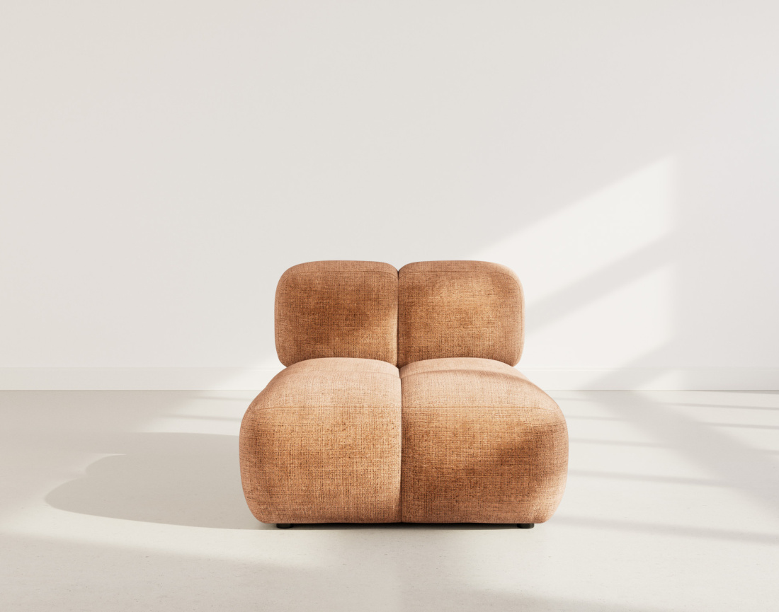 Module d'assise sans accoudoir en velours texturé Grace