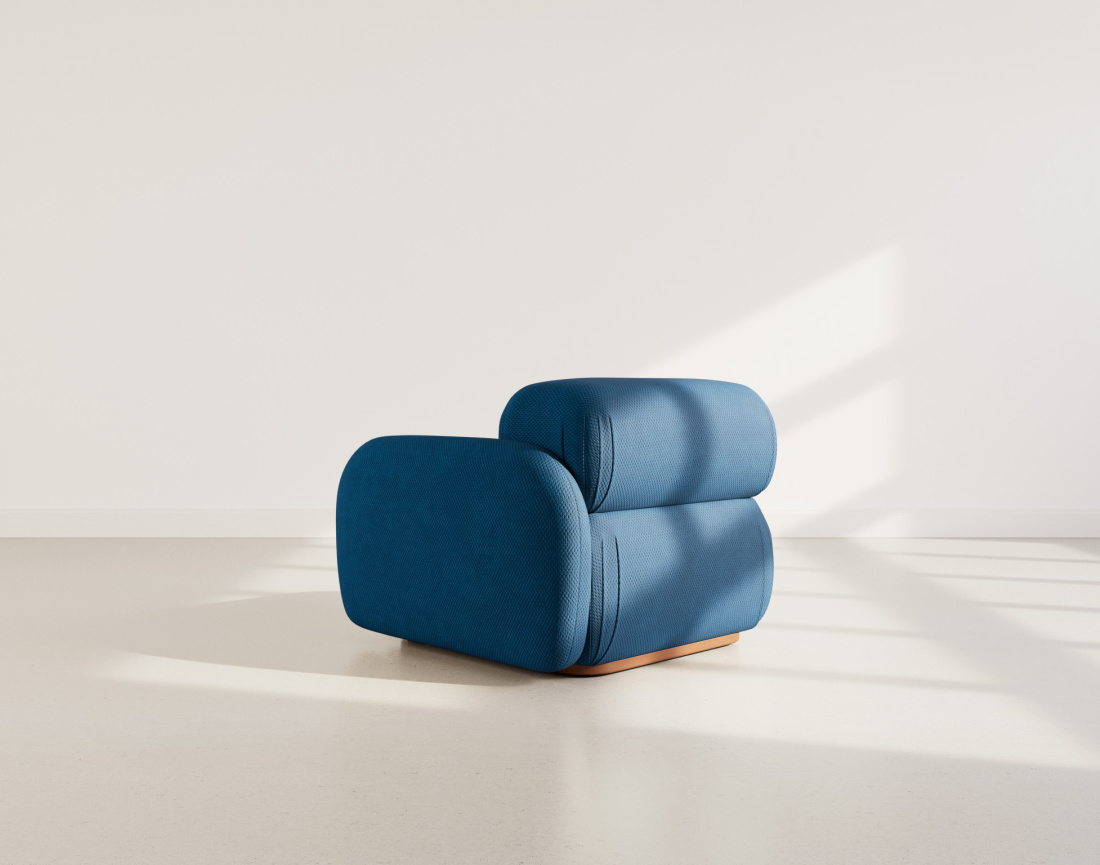 Module d'assise droit en velours texturé Penelope