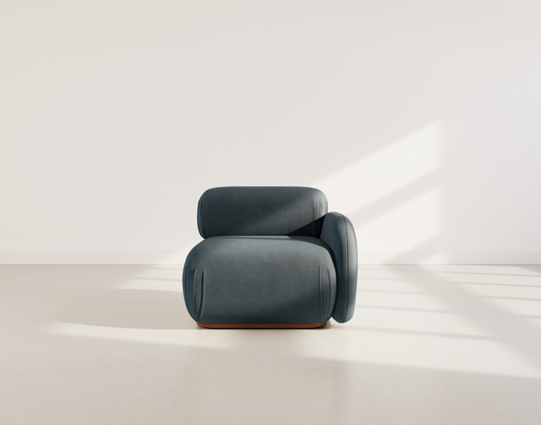 Module d'assise droit en velours texturé Penelope