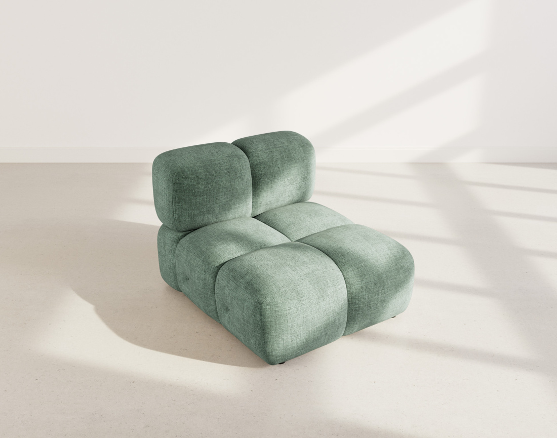 Module d'assise sans accoudoir en velours texturé Grace