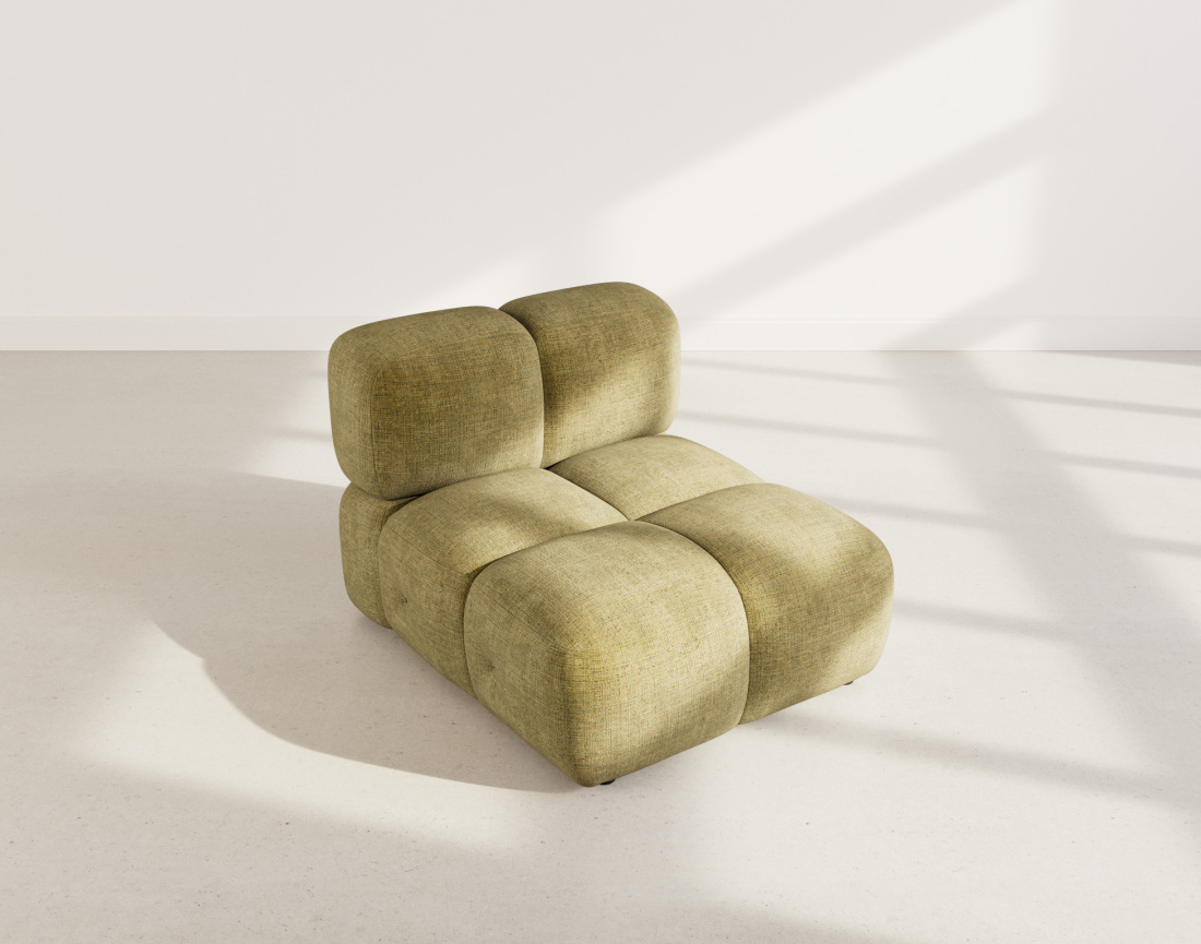 Module d'assise sans accoudoir en velours texturé Grace