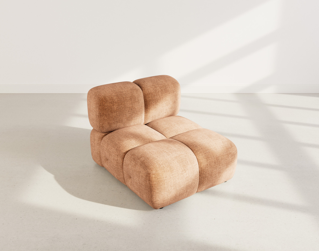 Module d'assise sans accoudoir en velours texturé Grace