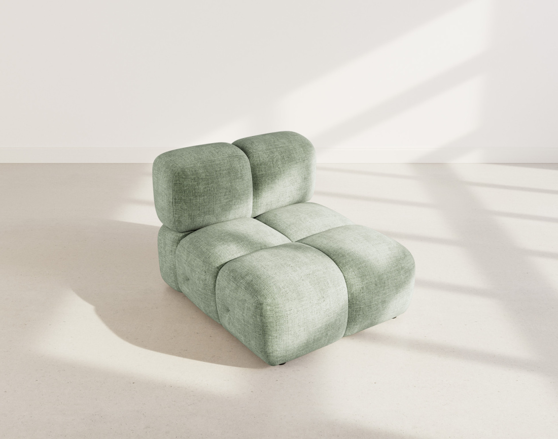 Module d'assise sans accoudoir en velours texturé Grace