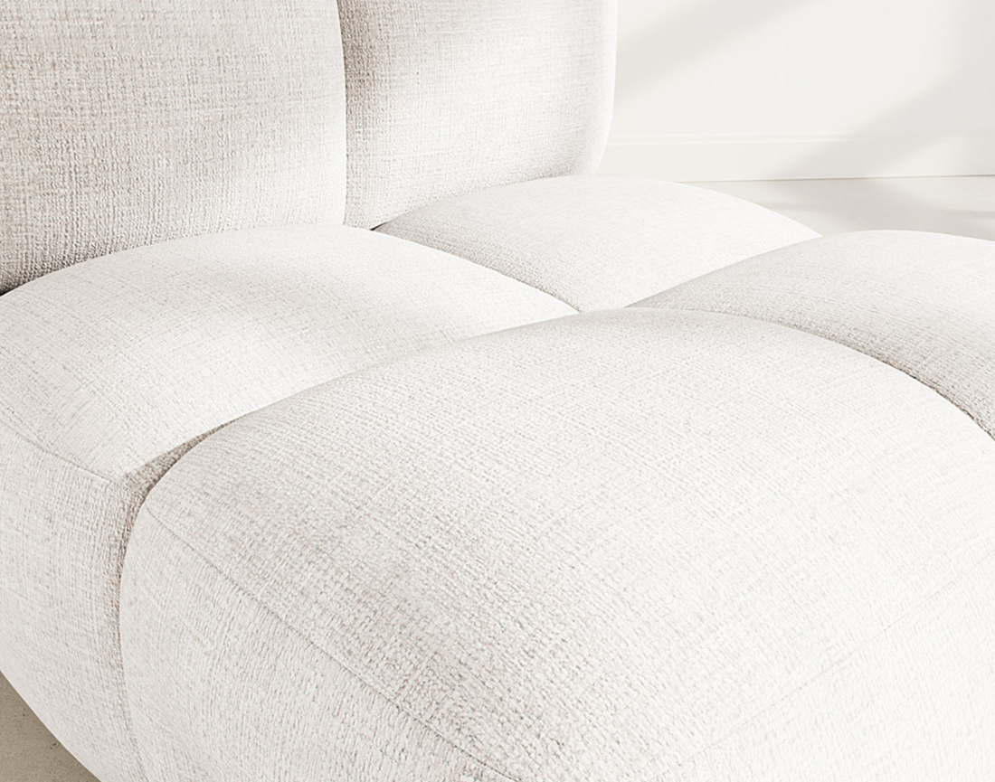 Module d'assise sans accoudoir en velours texturé Grace