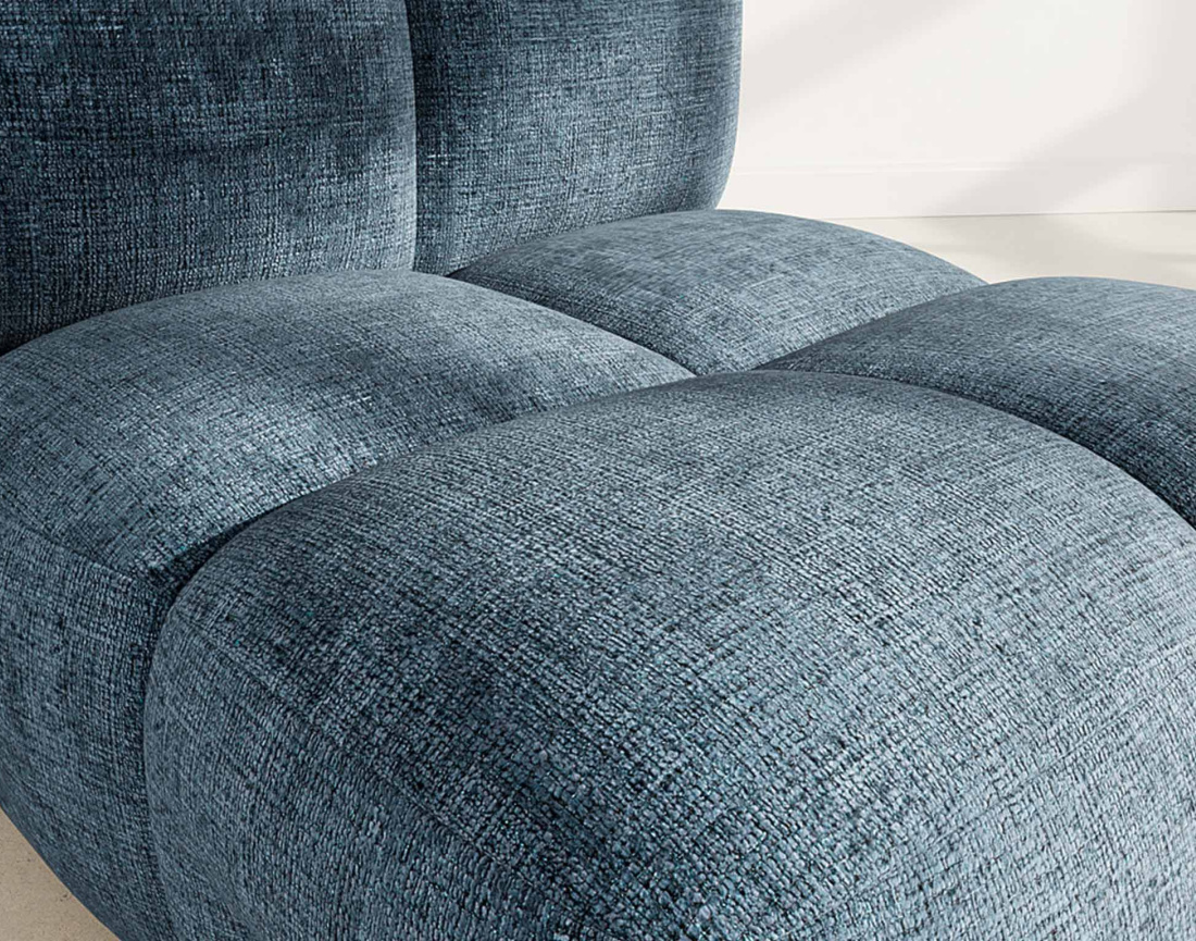 Module d'assise sans accoudoir en velours texturé Grace