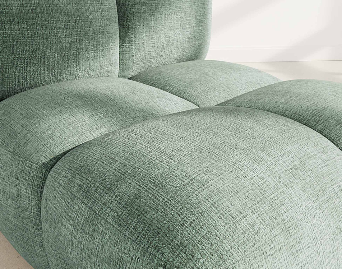 Module d'assise sans accoudoir en velours texturé Grace