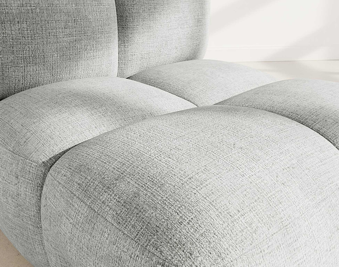 Module d'assise sans accoudoir en velours texturé Grace