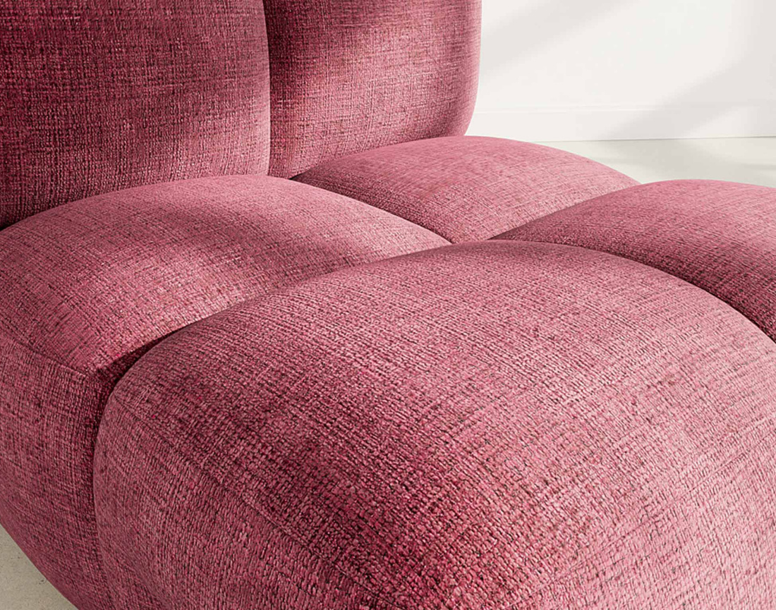 Module d'assise sans accoudoir en velours texturé Grace