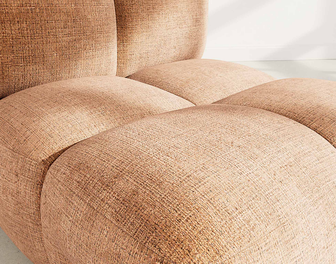 Module d'assise sans accoudoir en velours texturé Grace