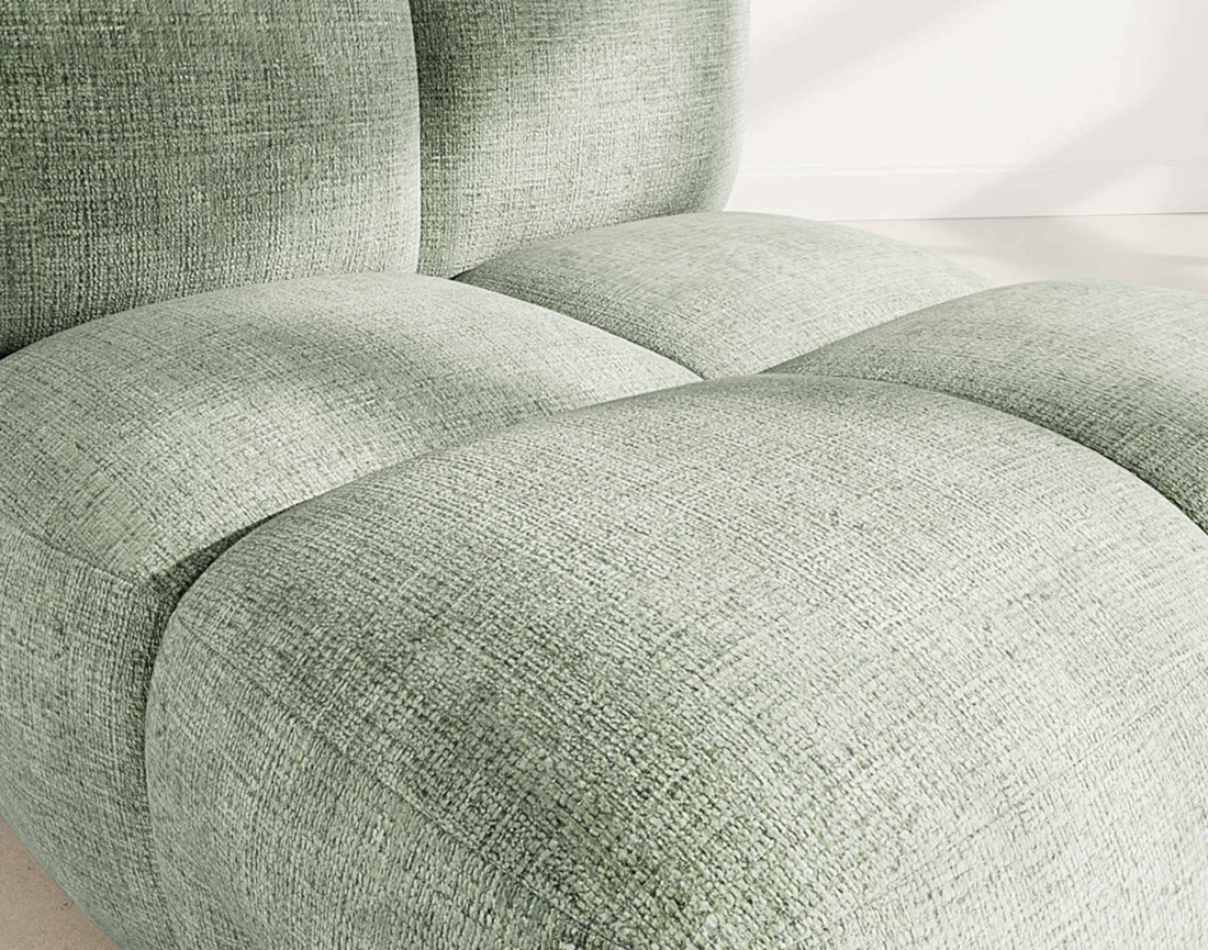 Module d'assise sans accoudoir en velours texturé Grace