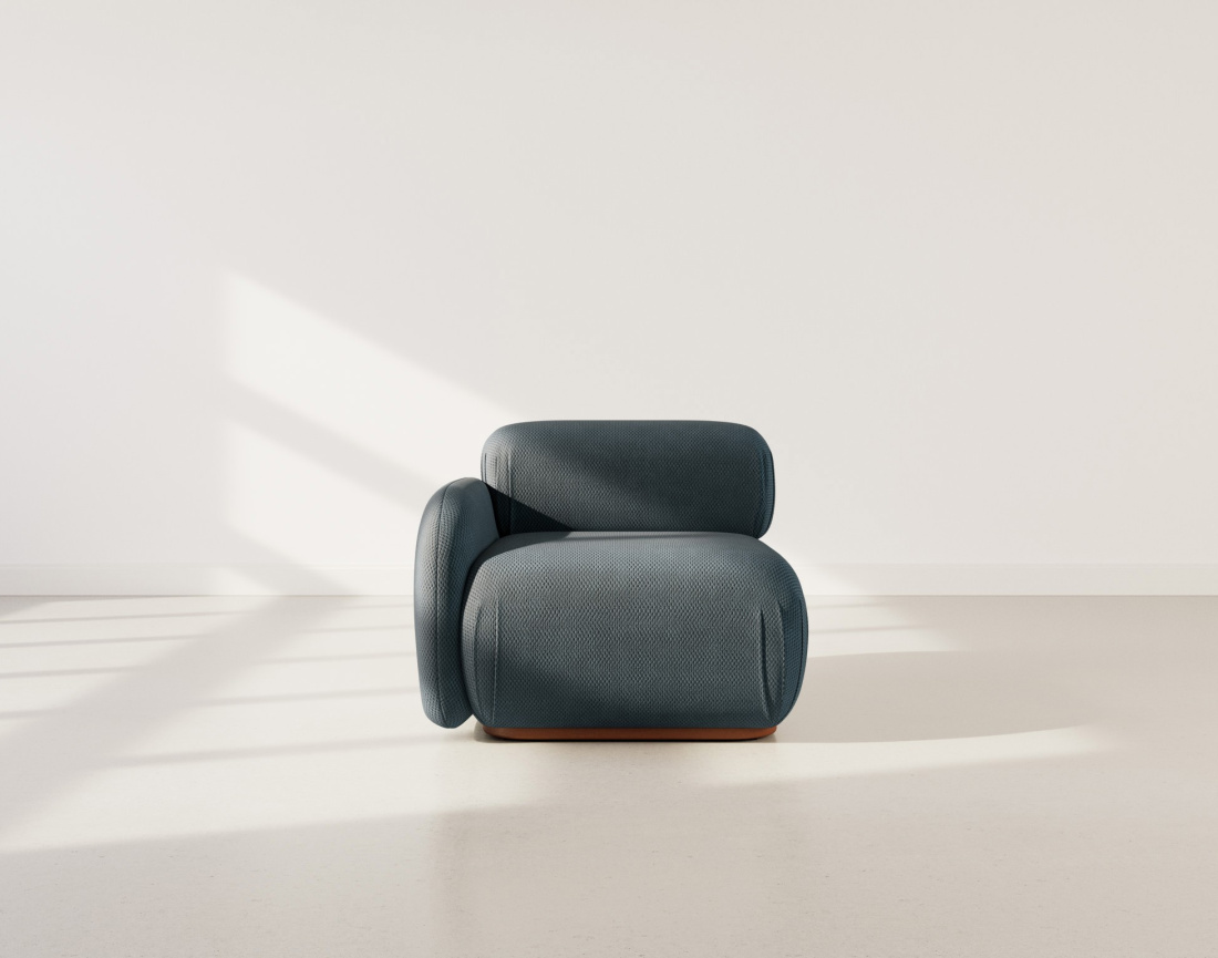 Module d'assise gauche en velours texturé Penelope