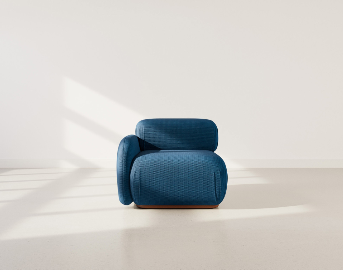 Module d'assise gauche en velours texturé Penelope