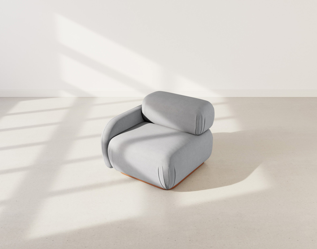 Module d'assise gauche en velours texturé Penelope