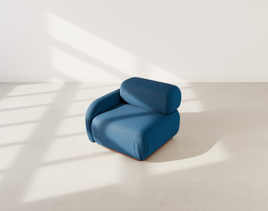 Module d'assise gauche en velours texturé Penelope