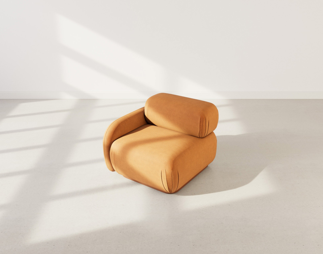 Module d'assise gauche en velours texturé Penelope