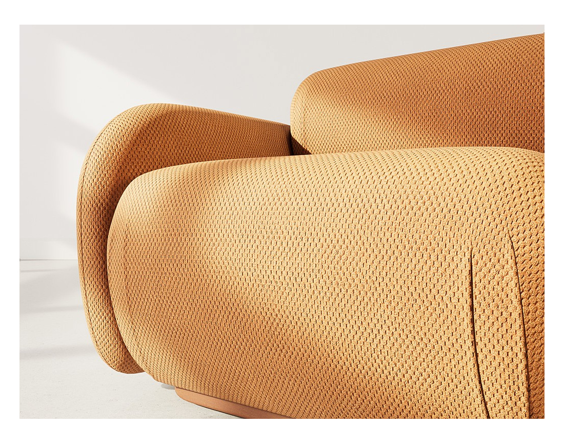 Module d'assise gauche en velours texturé Penelope