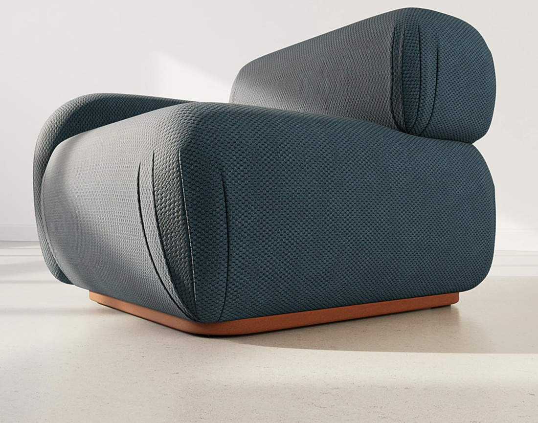 Module d'assise gauche en velours texturé Penelope