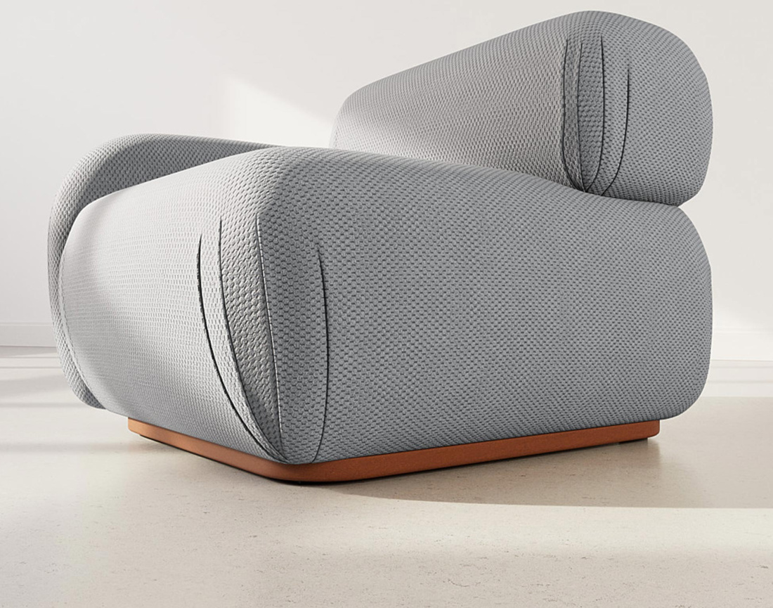 Module d'assise gauche en velours texturé Penelope