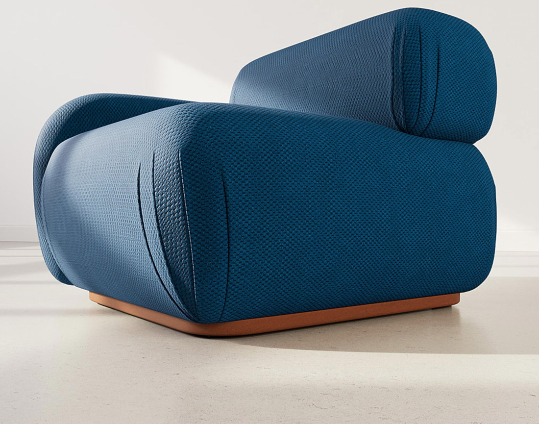 Module d'assise gauche en velours texturé Penelope