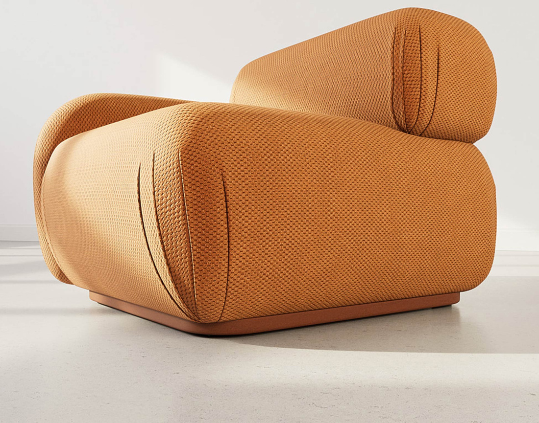 Module d'assise gauche en velours texturé Penelope