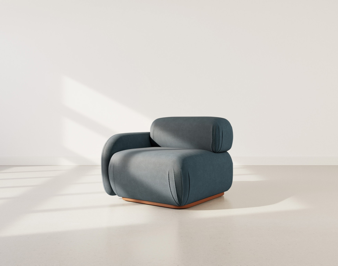 Module d'assise gauche en velours texturé Penelope