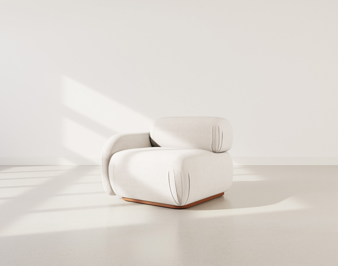 Module d'assise gauche en velours texturé Penelope