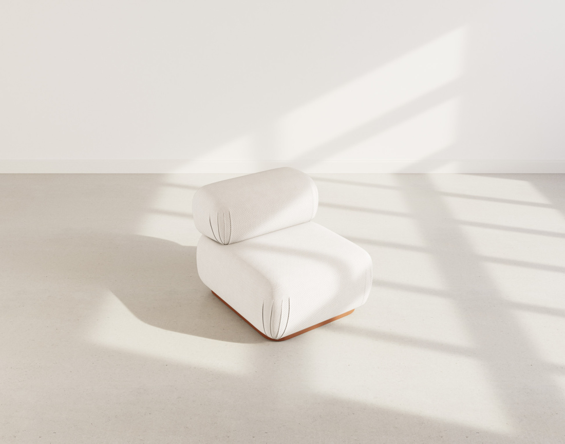 Module d'assise sans accoudoirs en velours texturé Penelope