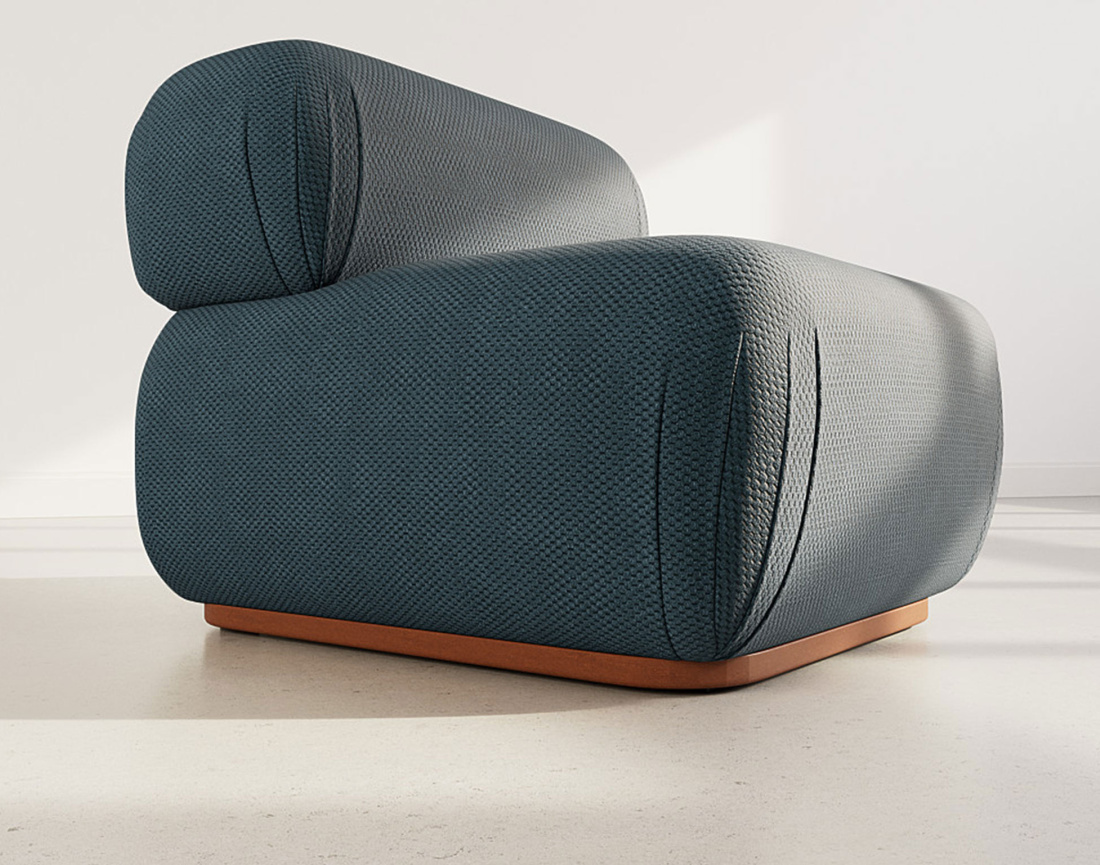 Module d'assise sans accoudoirs en velours texturé Penelope