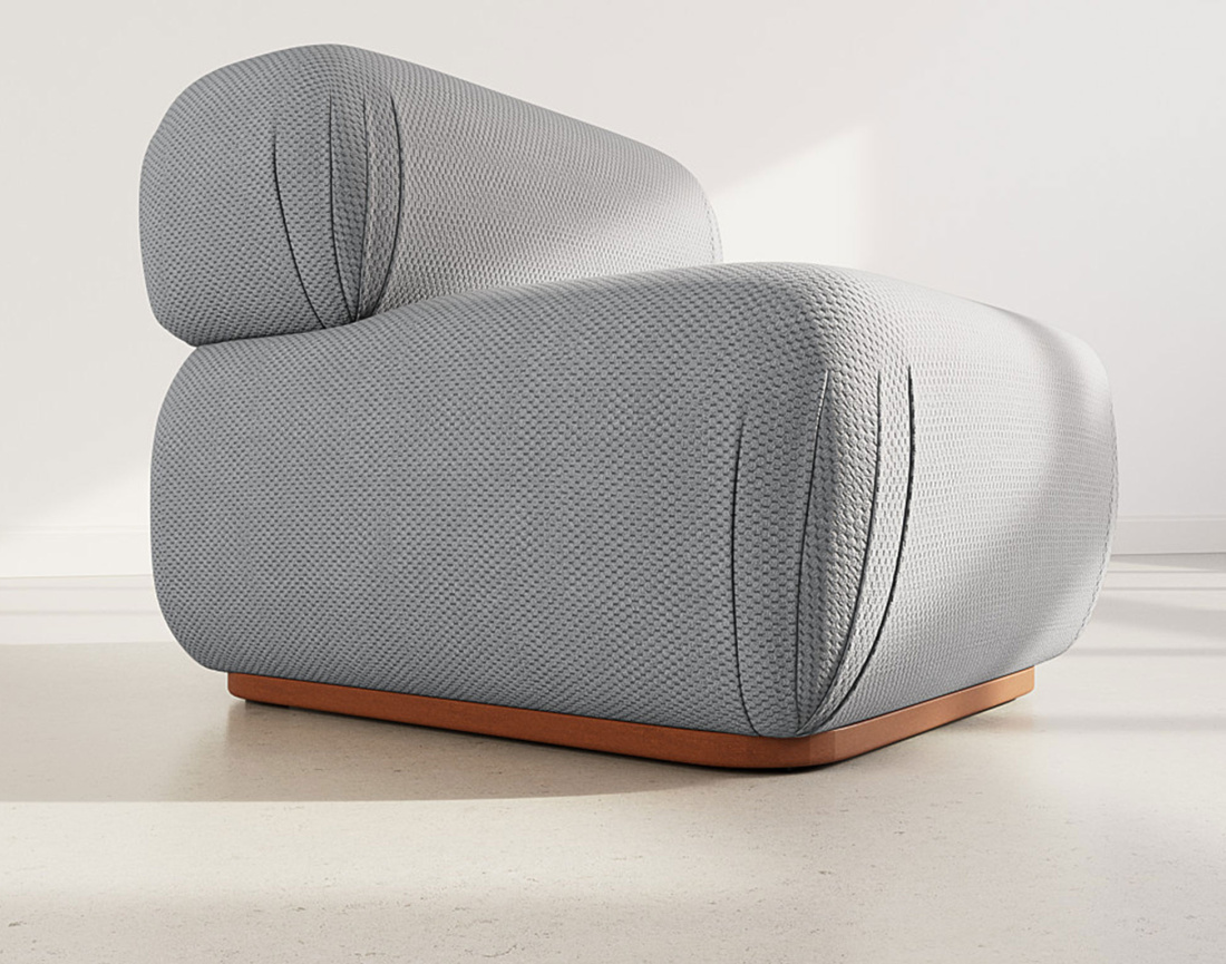 Module d'assise sans accoudoirs en velours texturé Penelope